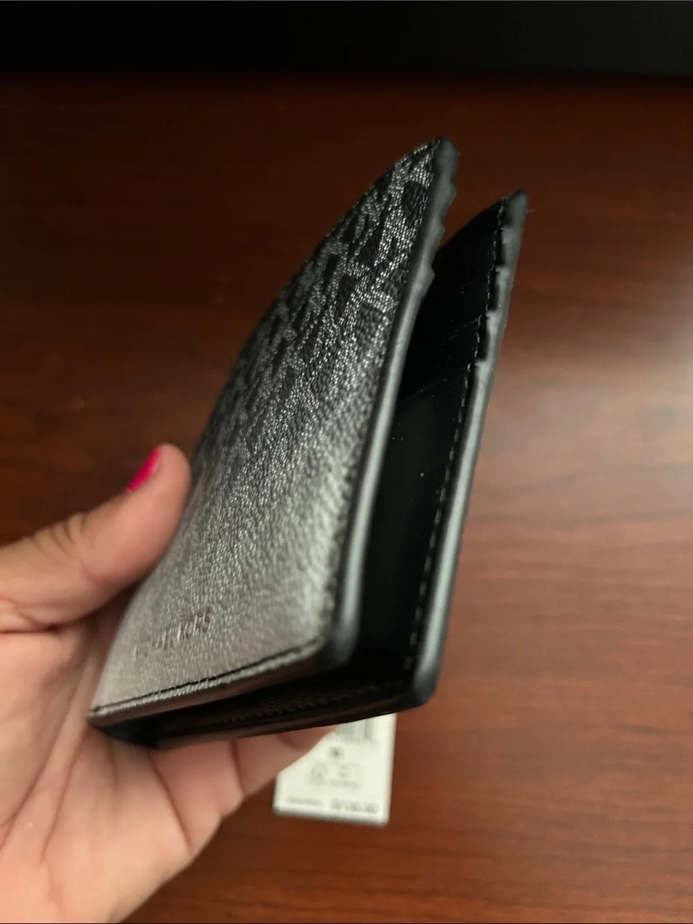 NWT $138 Michael Kors Cooper Black To White OMBRÉ MK Logo Bifold Wallet